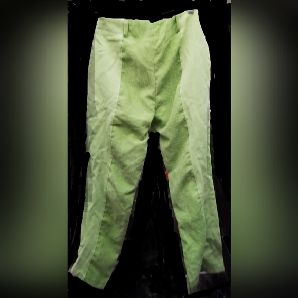 Retro look color block green pants Lg corduroy - Picture 2 of 6